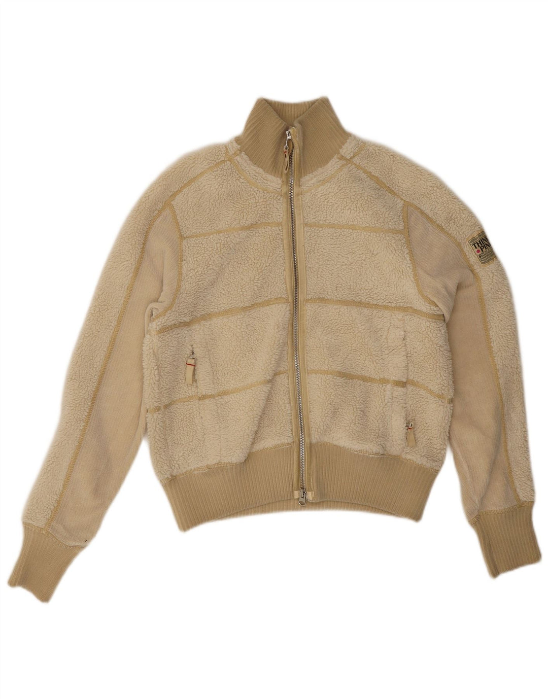 Think Pink Womens Bomber Fleece Jacket UK 12 Medium Yellow Acrylic