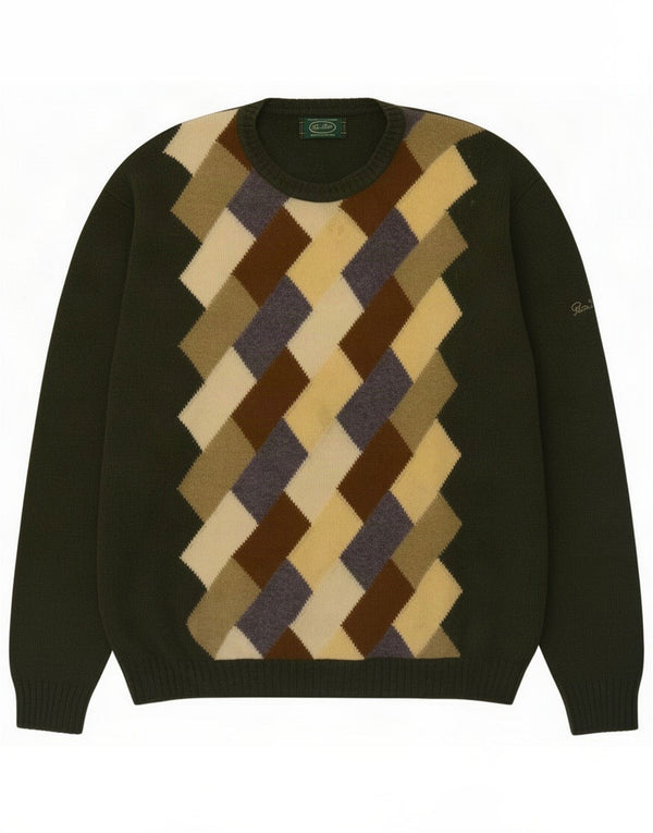 Ανδρικό πουλόβερ με λαιμόκοψη Peter Scott Medium Green Argyle/Diamond