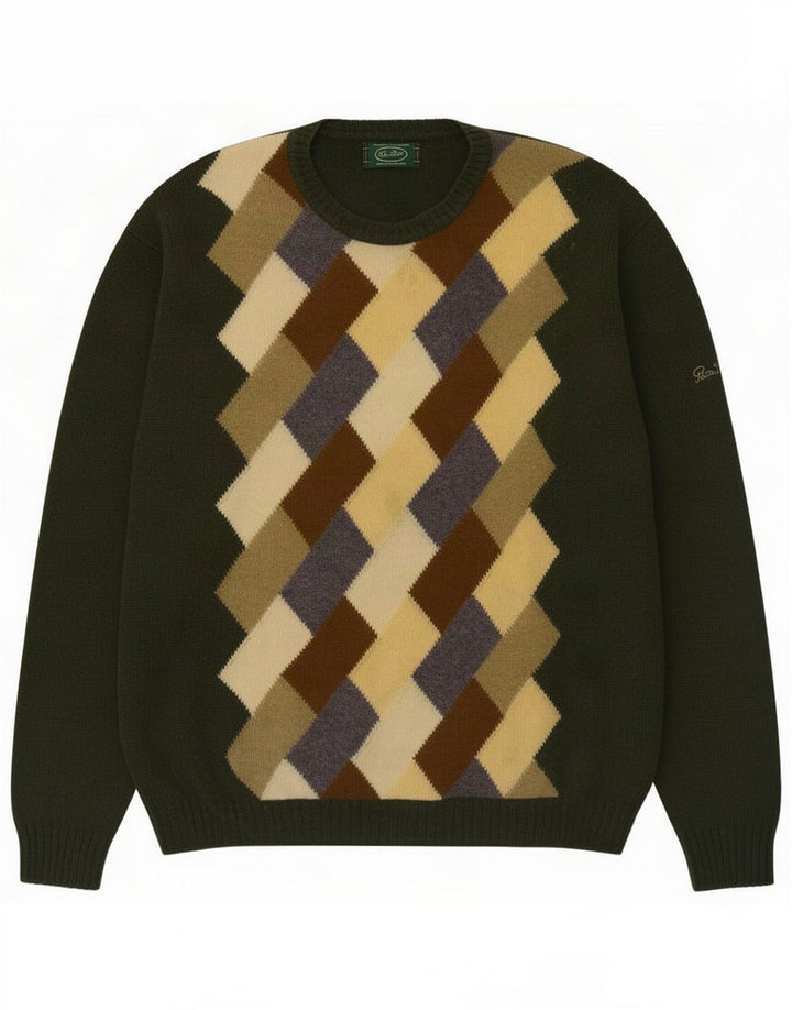 Ανδρικό πουλόβερ με λαιμόκοψη Peter Scott Medium Green Argyle/Diamond