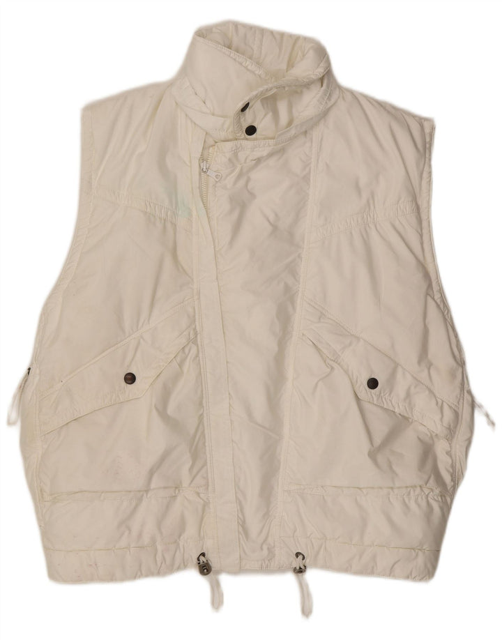 Vintage Ανδρική Loose Fit Padded Gilet UK 38 Medium White Polyester