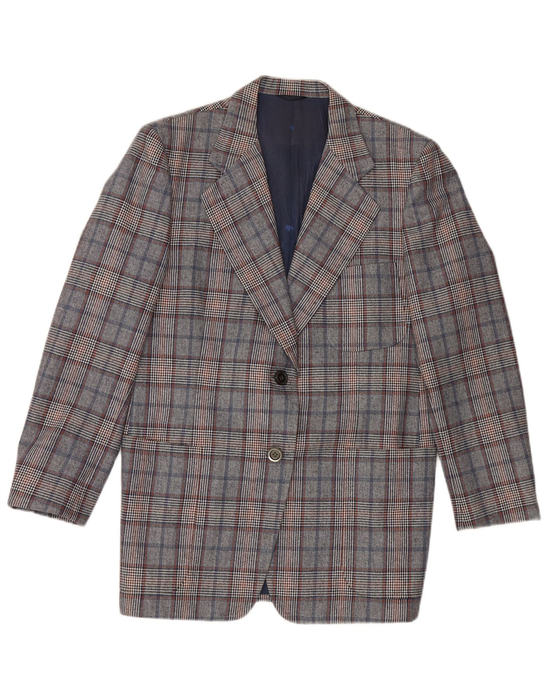 Quantas Γυναικείο σακάκι Longline Blazer UK 14 Medium Blue Houndstooth