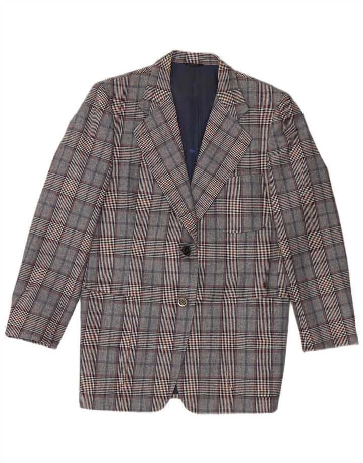 Quantas Γυναικείο σακάκι Longline Blazer UK 14 Medium Blue Houndstooth