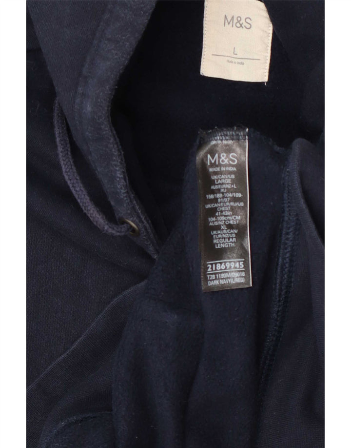 Ανδρικό πουλόβερ με κουκούλα με φερμουάρ Marks & Spencer Μεγάλο μπλε βαμβακερό