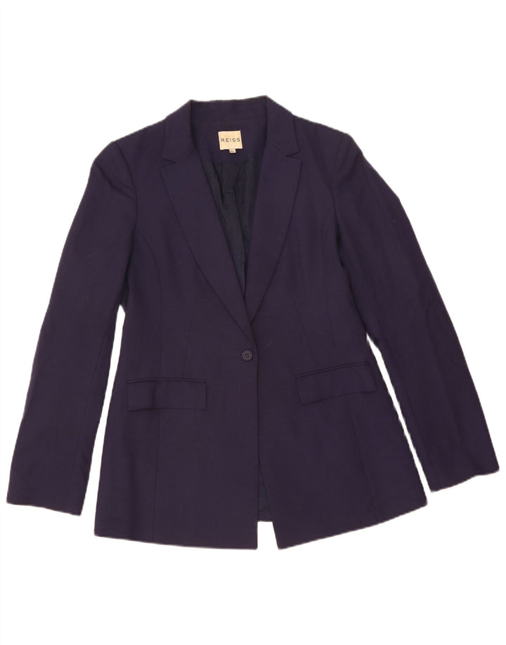 Reiss Γυναικείο μπουφάν σακάκι 1 κουμπιού UK 10 Small Navy Blue Viscose