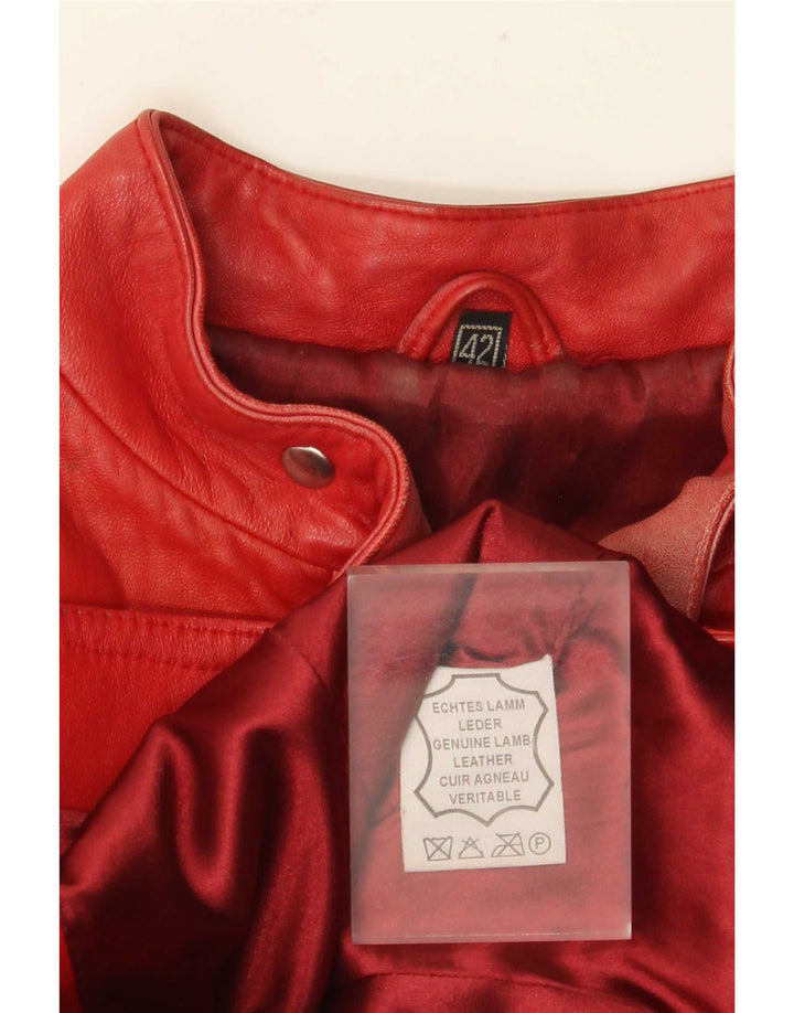 VINTAGE Γυναικείο Crop Δερμάτινο Σακάκι Racer IT 42 Δερμάτινο μεσαίο κόκκινο