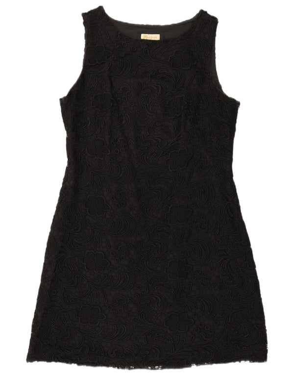 Monsoon Γυναικείο Αμάνικο Δαντελένιο Φόρεμα UK 16 Large Black Floral