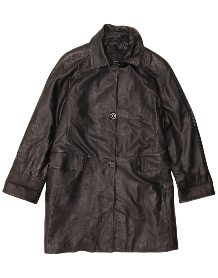 Vintage Γυναικείο Δερμάτινο Παλτό IT 42 Medium Black Leather