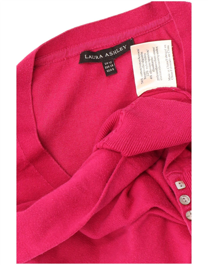 LAURA ASHLEY Γυναικείο πουλόβερ με λαιμόκοψη με V λαιμόκοψη UK 12 μεσαίο ροζ βαμβακερό
