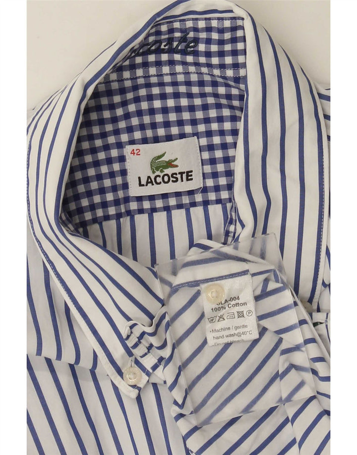 Ανδρικό πουκάμισο Lacoste Νούμερο 42 Μεγάλη Λευκή Βαμβακερή ρίγα