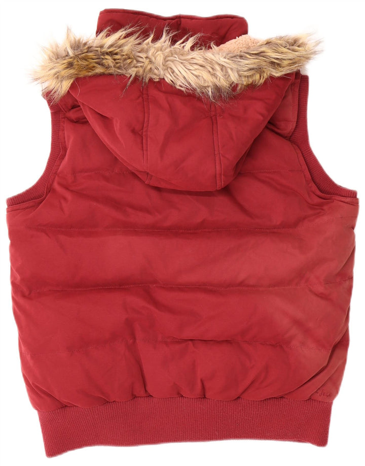 Fat Face Γυναικεία κουκούλα με επένδυση Gilet UK 14 μεγάλος κόκκινος πολυεστέρας