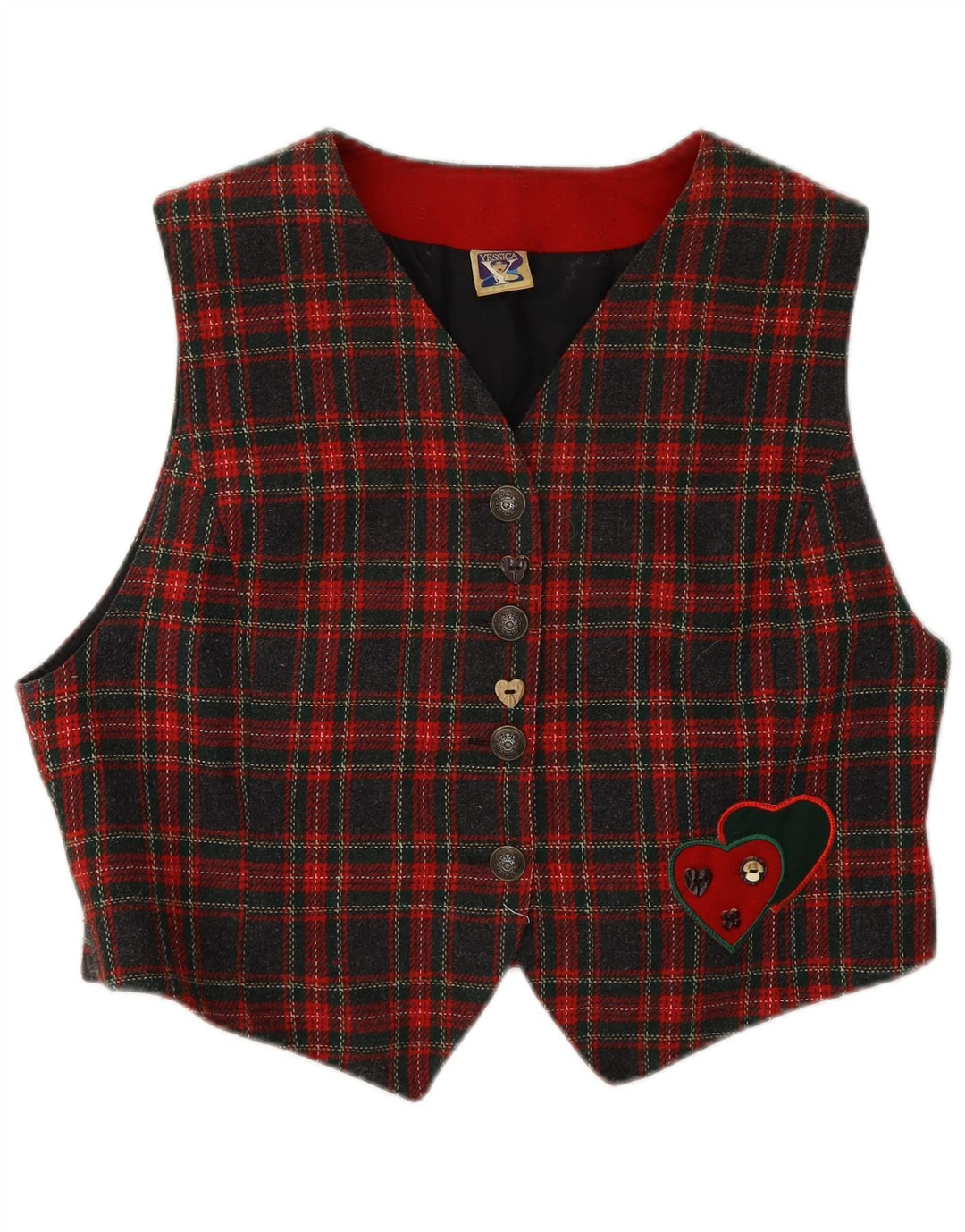 C&A Γυναικείο γιλέκο Crop UK 16 Large Red Check Polyester