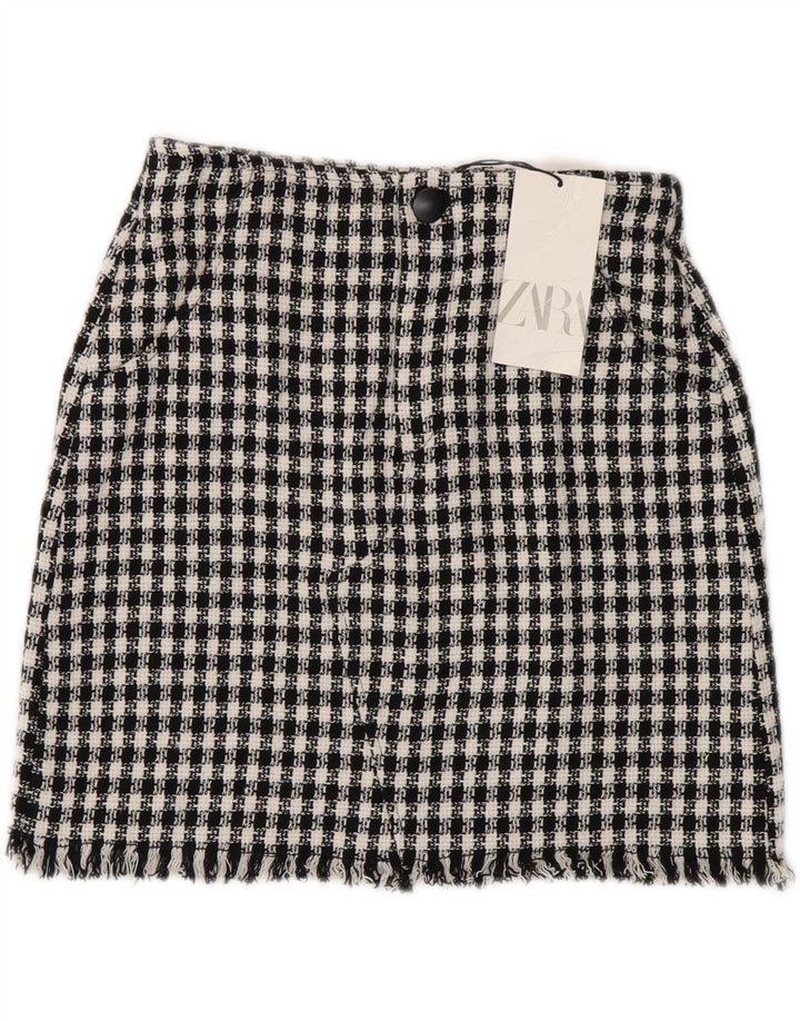 Zara Γυναικεία Μίνι Φούστα Small W26 Black Check Cotton