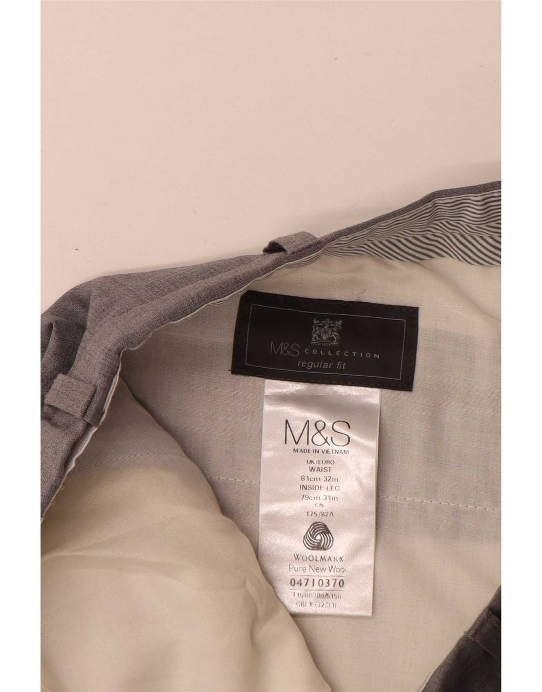 Marks & Spencer Ανδρικό παντελόνι με κανονική εφαρμογή W32 L31 Γκρι μαλλί