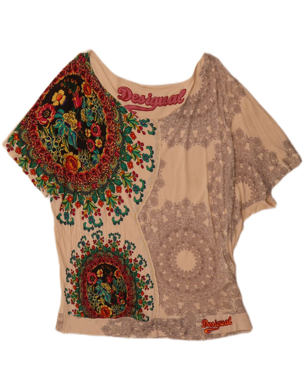Desigual γυναικεία μπλούζα μπλούζα τοπ UK 12 Medium Off White Floral