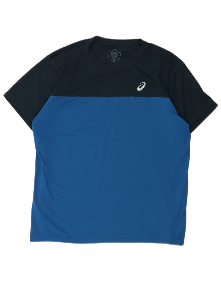 Ανδρικό μπλουζάκι Asics Top Large Blue Colourblock Πολυεστέρας
