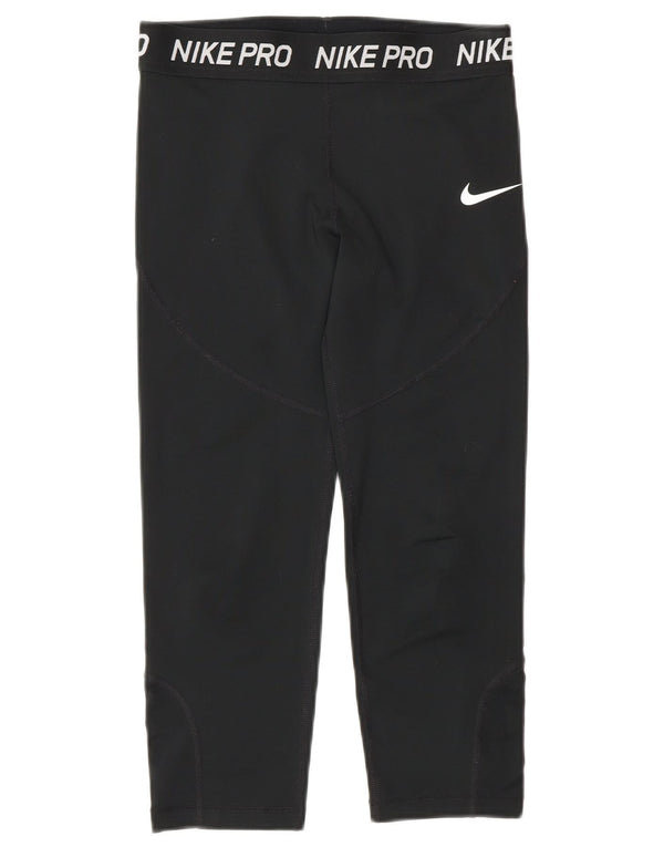 Nike Girls Dri Fit Graphic Leggings 12-13 Years Large Black