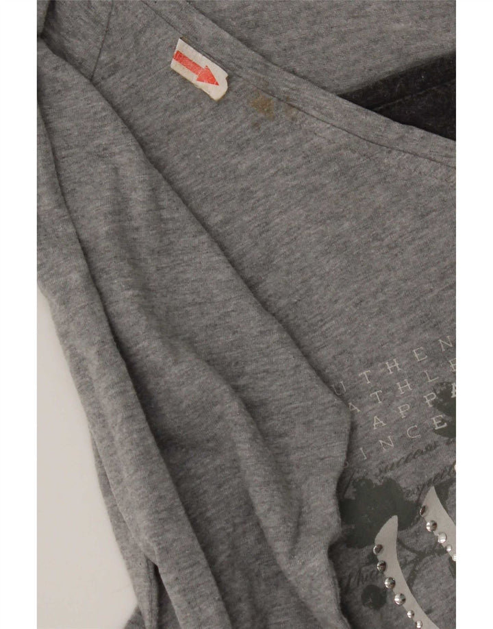 Champion Womens Heritage Fit Graphic Top μακρυμάνικο UK 12 Medium Grey
