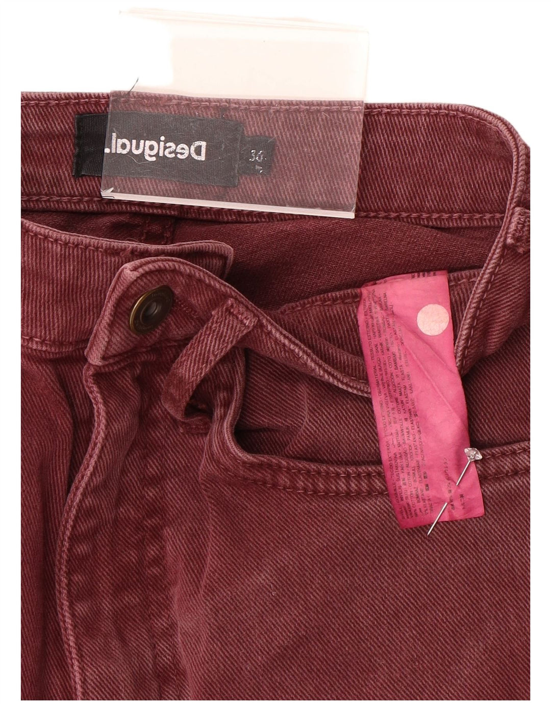 DESIGUAL Γυναικείο ψηλό ίσιο τζιν EU 36 Small W26 L27 βαμβακερό καφέ