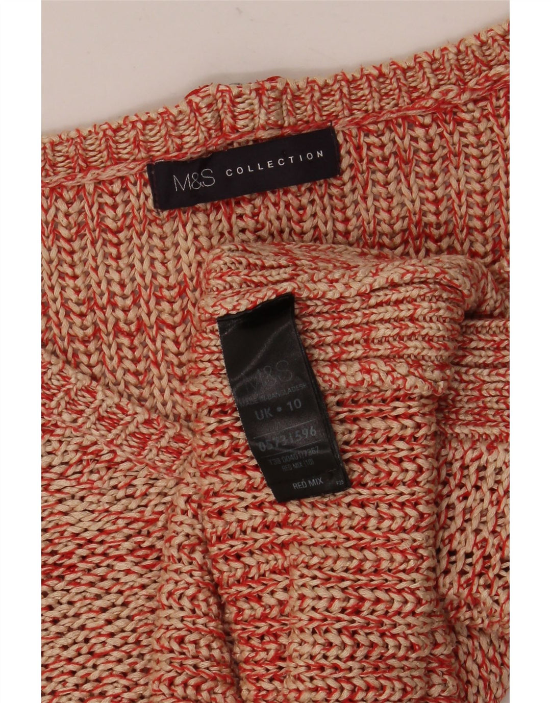Marks & Spencer Γυναικείο πουλόβερ με λαιμόκοψη σε V UK 10 Small Red Flecked