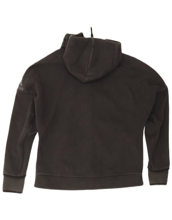 Γυναικείο πουλόβερ με κουκούλα Adidas UK 20/22 XL μαύρο βαμβακερό