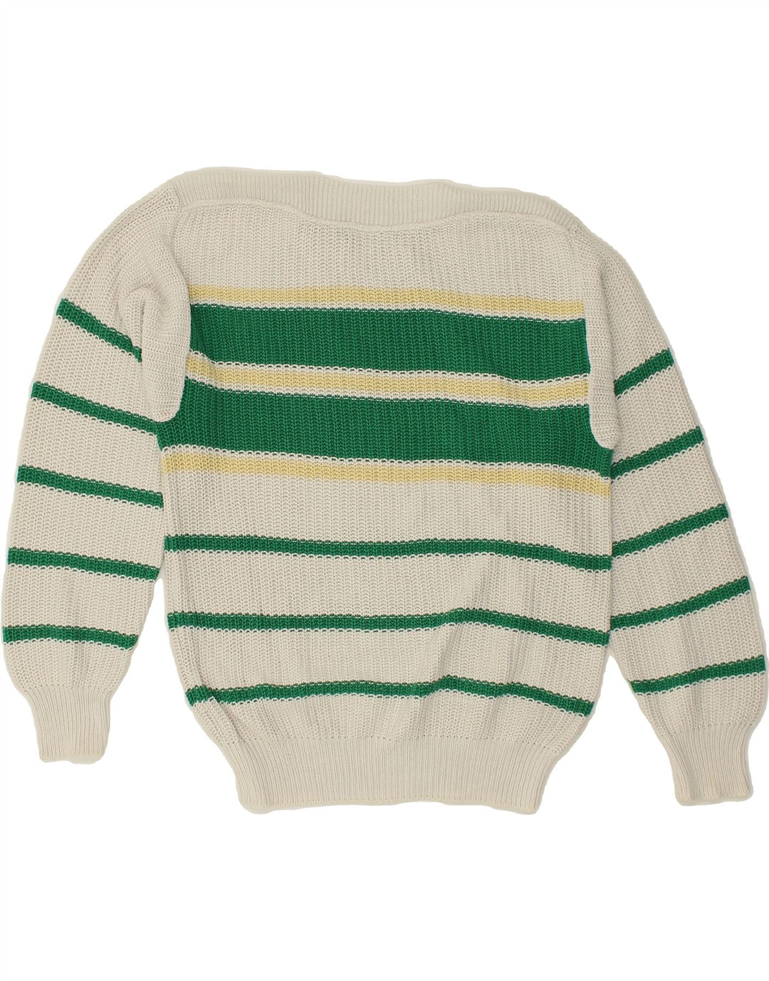 BORSALINO Womens Crew Neck Jumper Sweater UK 16 Large Green Striped | Vintage Borsalino | Thrift | Second-Hand Borsalino | Used Clothing | Messina Hembry 