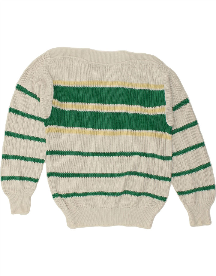 BORSALINO Womens Crew Neck Jumper Sweater UK 16 Large Green Striped | Vintage Borsalino | Thrift | Second-Hand Borsalino | Used Clothing | Messina Hembry 