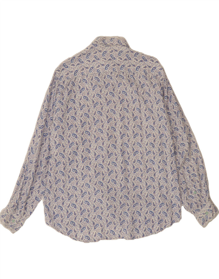 BENETTON Mens Shirt Medium White Paisley Vintage Benetton and Second-Hand Benetton from Messina Hembry 