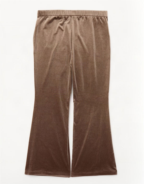 Zara Γυναικεία φόρμα βελούδου Flare UK 20 2XL καφέ πολυεστέρας