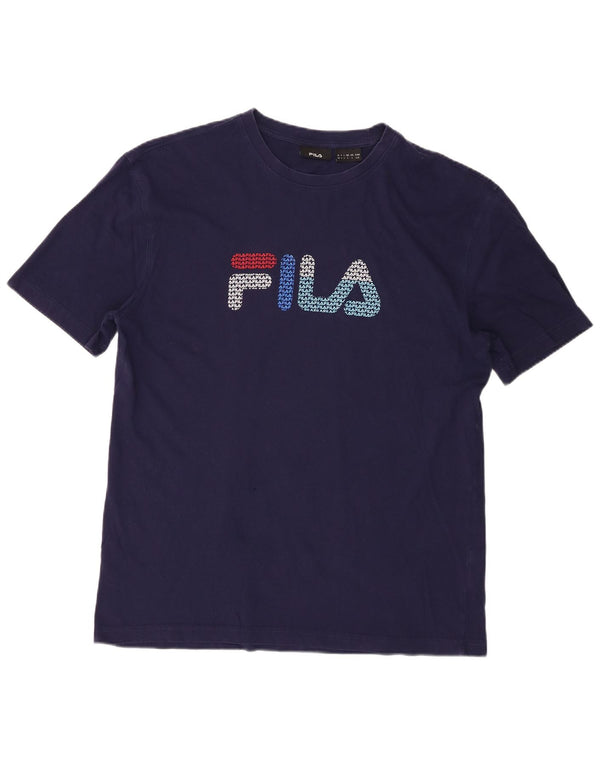 Ανδρικό γραφικό T-Shirt Fila Top Large Navy Blue από βαμβάκι