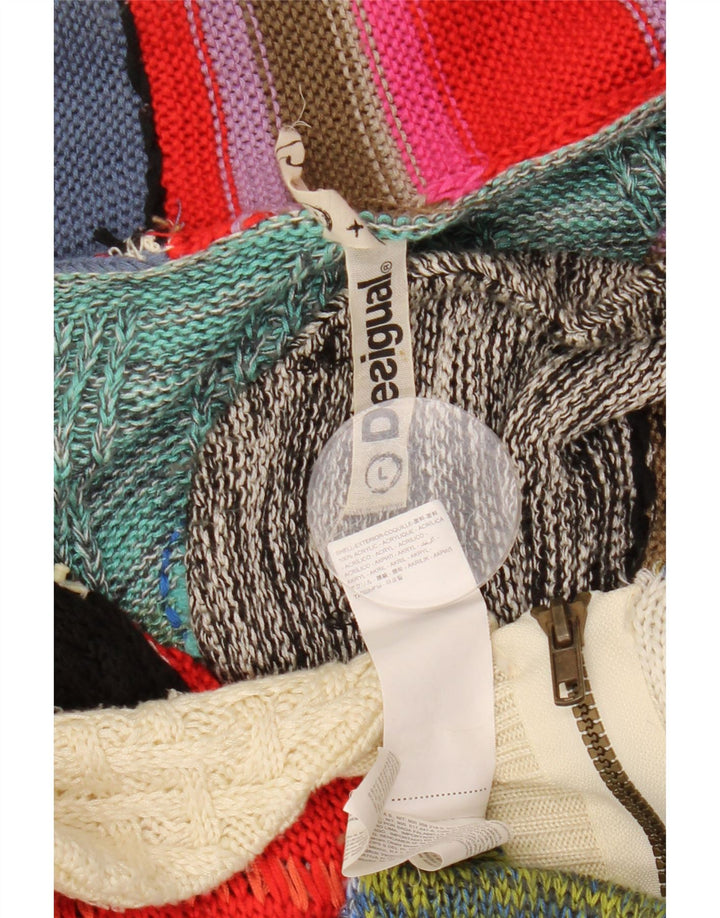 DESIGUAL Γυναικείο πουλόβερ ζακέτα UK 16 Μεγάλο πολύχρωμο συνονθύλευμα