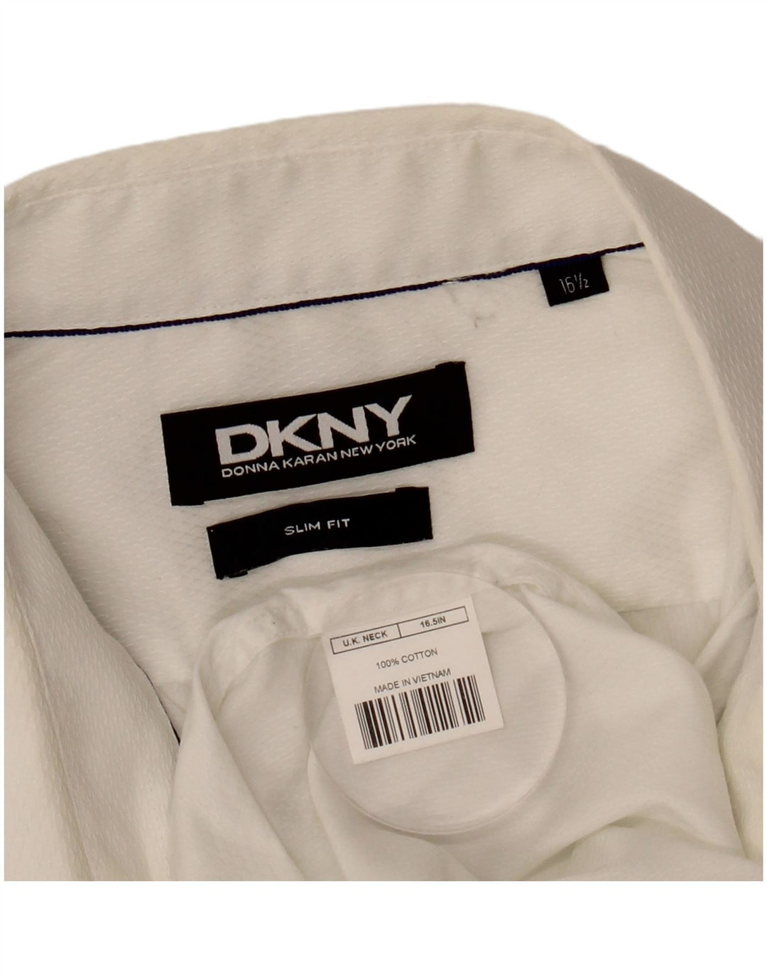 DKNY Ανδρικό πουκάμισο Slim Fit Size 16 1/2 Large White Βαμβακερό