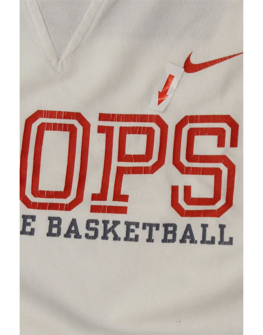 Ανδρικό γραφικό τοπ Nike μακρυμάνικο UK 39/41, μεσαίο λευκό βαμβακερό