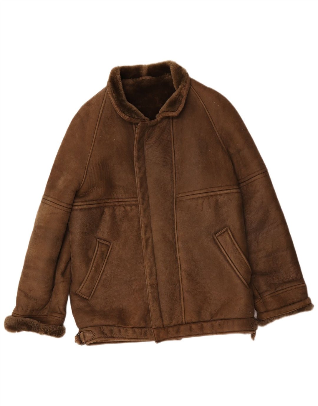 Vintage Ανδρικό Shearling Jacket IT 50 Large Brown