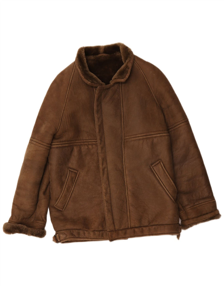 Vintage Ανδρικό Shearling Jacket IT 50 Large Brown