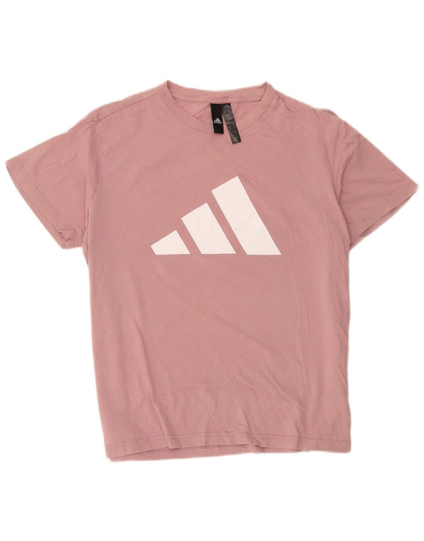 Γυναικείο γραφικό μπλουζάκι Adidas Top UK 12/14 Μεσαίο ροζ βαμβακερό