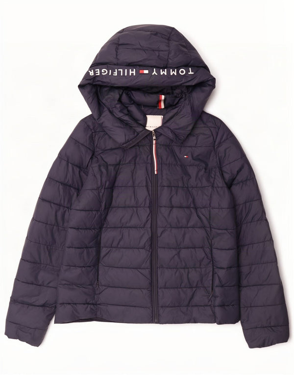 Tommy Hilfiger γυναικείο μπουφάν με κουκούλα γραφικών UK 14 Medium Navy Blue