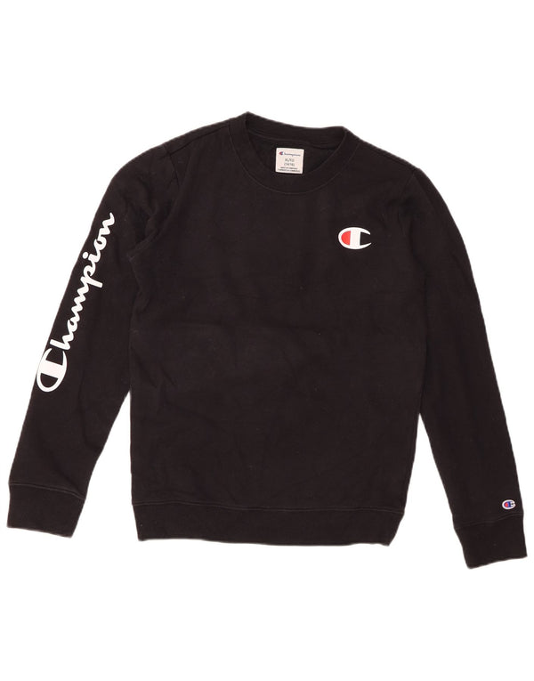 Champion Boys Graphic Sweatshirt Jumper 14-15 Years XL Black Cotton