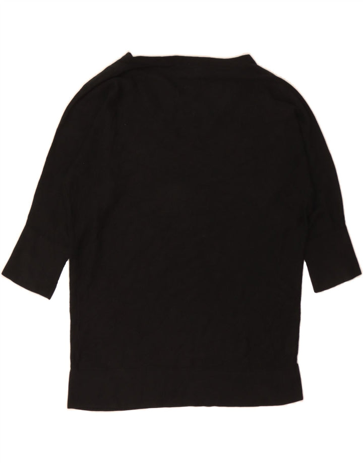 MOSSIMO Womens 3/4 Sleeve V-Neck Jumper Sweater UK 14 Medium Black Vintage Mossimo and Second-Hand Mossimo from Messina Hembry 