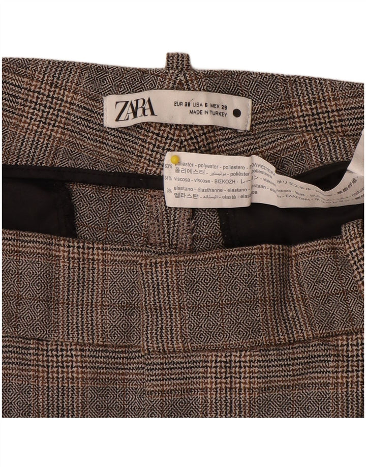 Zara Γυναικείο Slim παντελόνι Chino EU 38 Small W28 L27 Grey Check Polyester