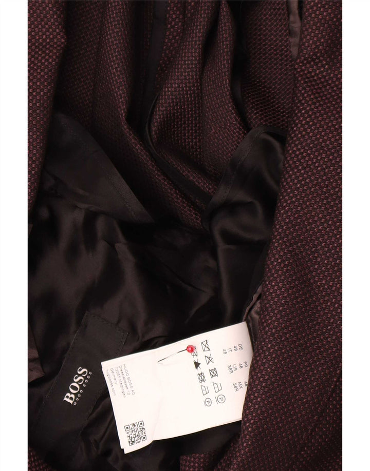 Ανδρικό σακάκι σακάκι Hugo Boss με 2 κουμπιά EU 48 μεσαίο μπορντό μαλλί