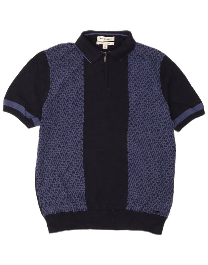 Marks & Spencer Ανδρικό πουλόβερ με αυτόγραφο Polo Neck Jumper Medium Navy Blue