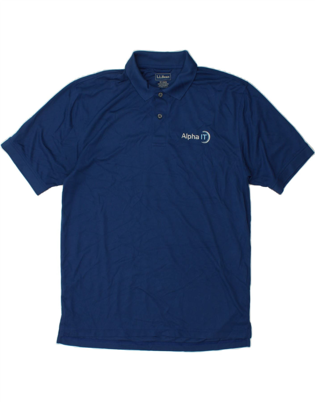 L.L.BEAN Mens Polo Shirt Medium Navy Blue Polyester Vintage L.L.Bean and Second-Hand L.L.Bean from Messina Hembry 