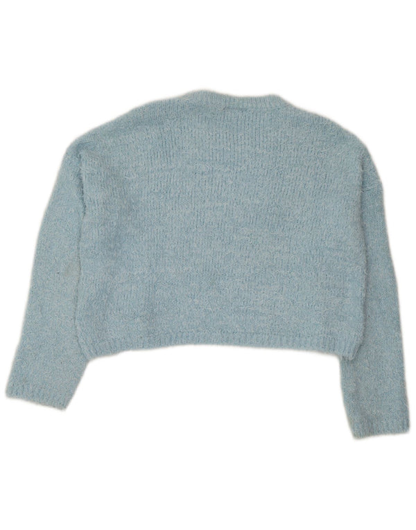 Topshop Γυναικείο πουλόβερ με λαιμόκοψη Crop Crop UK 12 Medium Blue Polyester