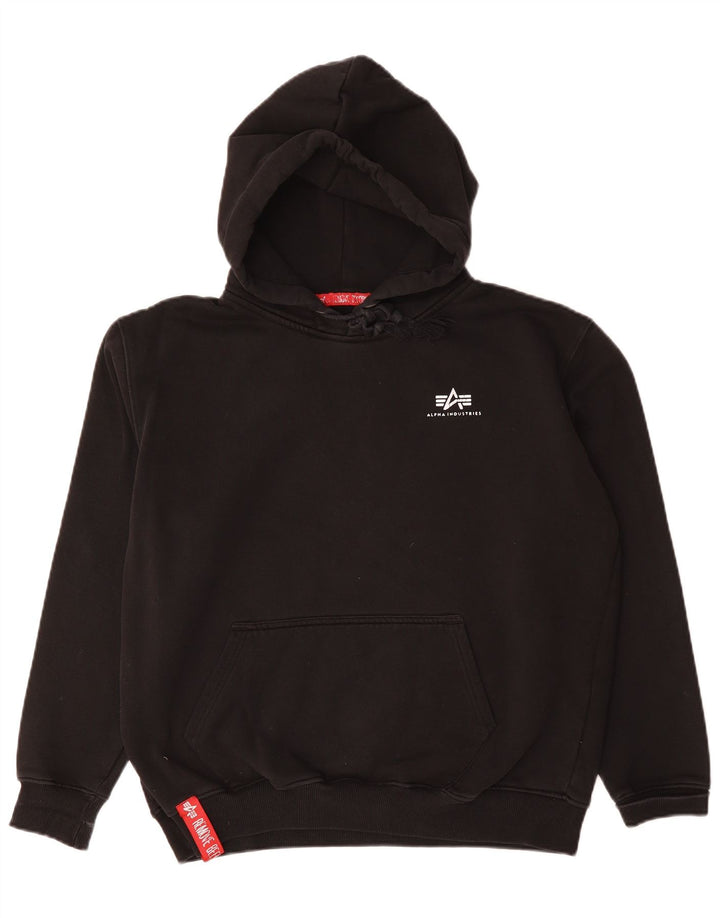Ανδρική κουκούλα Alpha Industries, μεγάλο μαύρο βαμβακερό