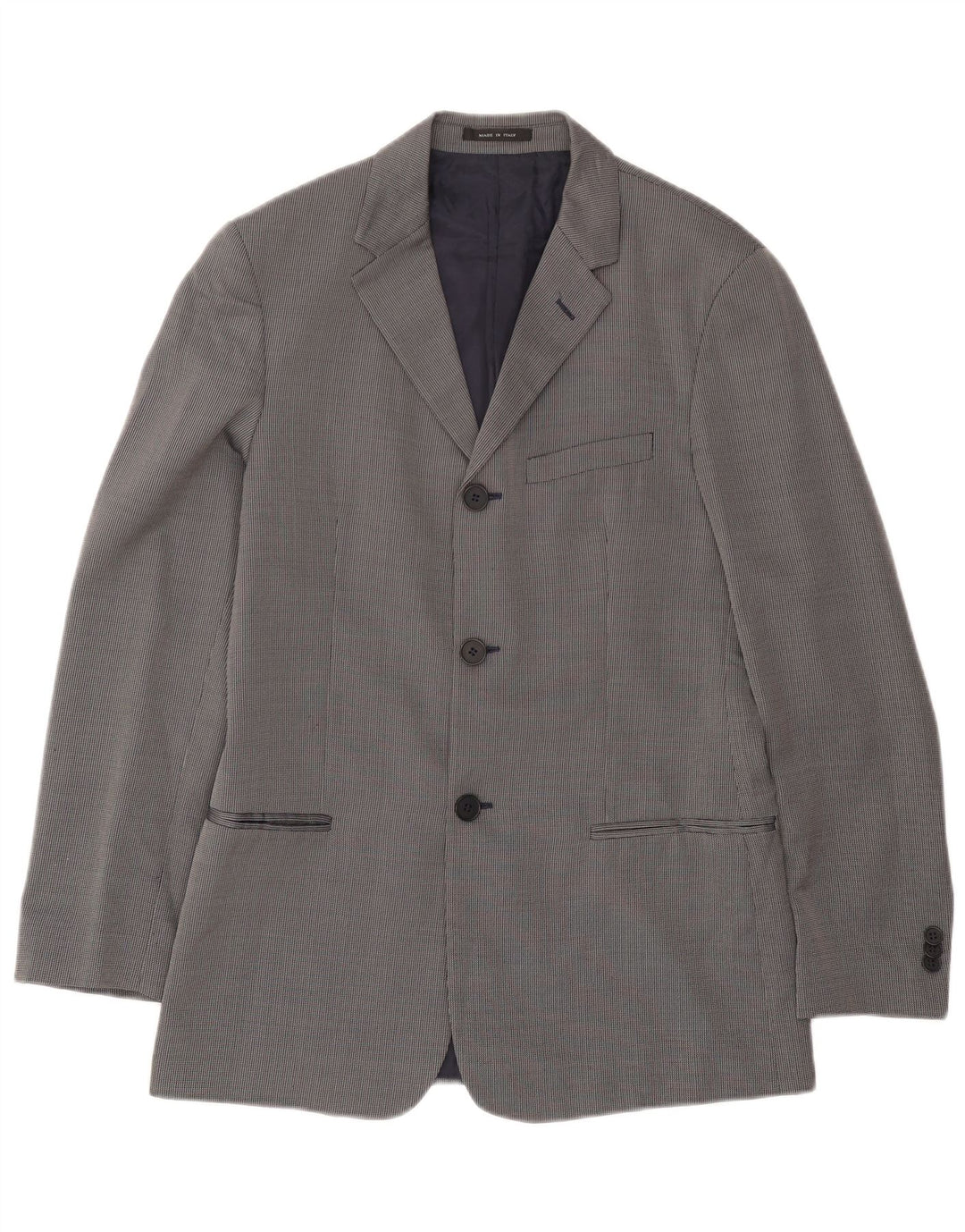 Emporio Armani Ανδρικό σακάκι με 3 κουμπιά σακάκι IT 48 Small Navy Blue Check Wool