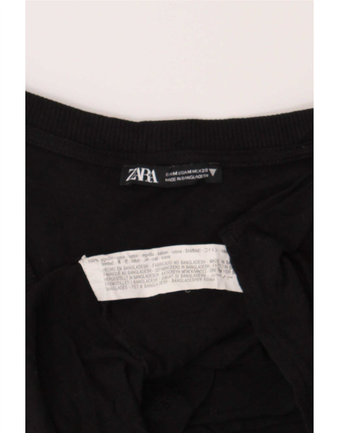 Zara Γυναικείο T-Shirt Top UK 14 μεσαίο μαύρο βαμβακερό