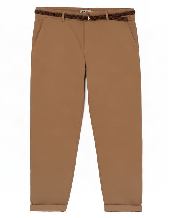 Zara γυναικείο κωνικό παντελόνι EU 42 Large W32 L26 Beige βαμβακερό