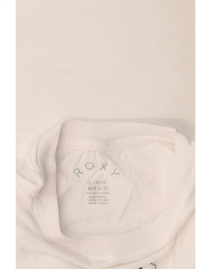 Γυναικείο γραφικό μπλουζάκι Roxy Top UK 16 μεγάλο λευκό βαμβακερό