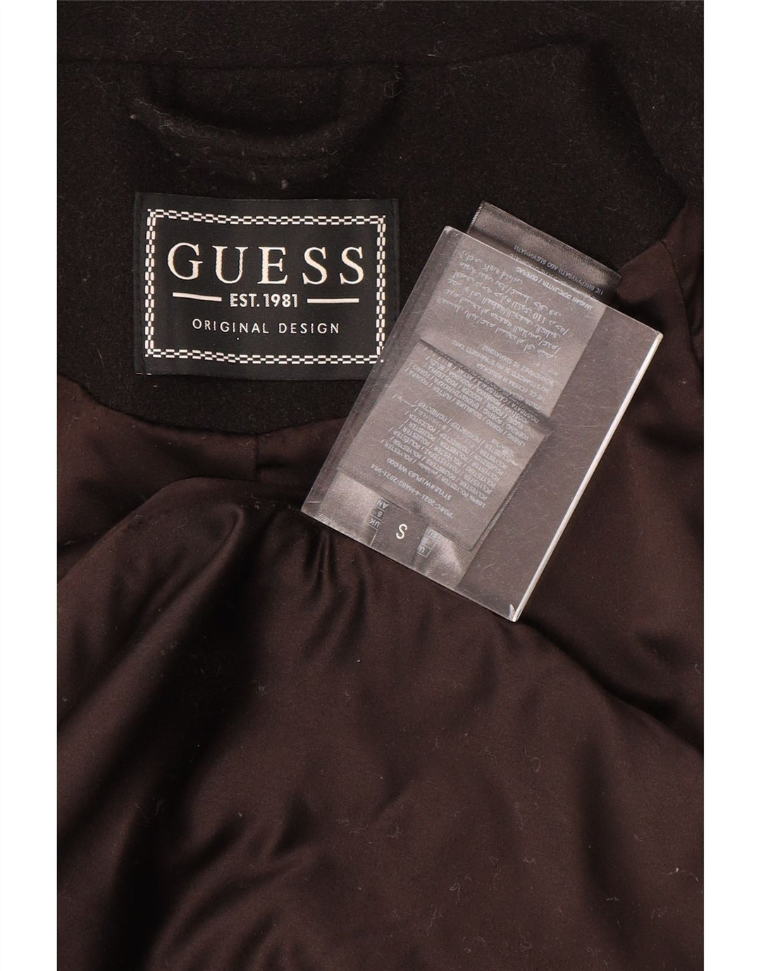 Guess Γυναικείο παλτό με διπλό στήθος UK 10 Small Black Polyester