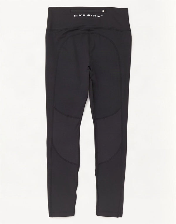 Nike Womens Dri Fit Graphic Crop Leggings UK 12 Medium Black Polyester